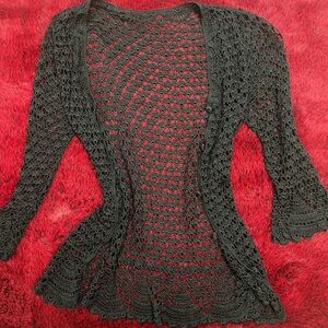 black crochet cardigan size medium
